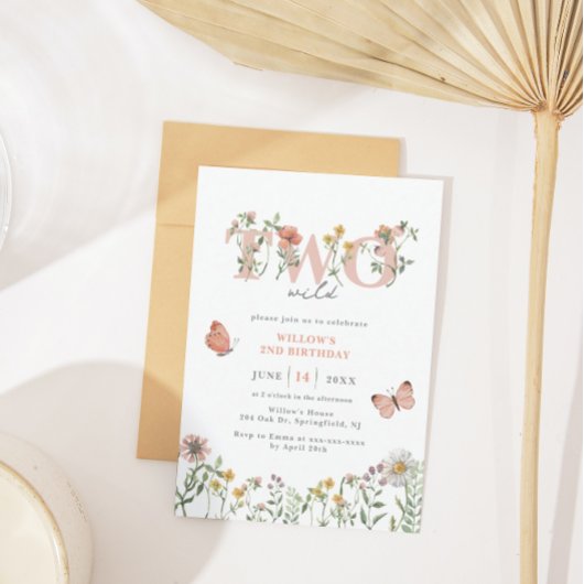 Elegant Two Wilde Wilde Bloem 2e verjaardag Kaart