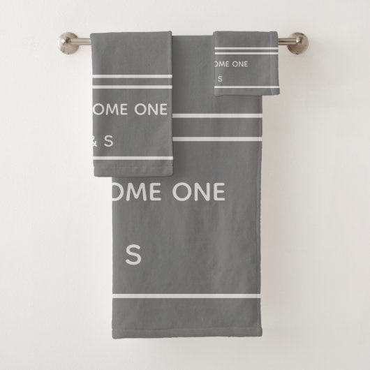 Elegant Two wordt een grijs en wit monogram Bad Handdoek (Insitu)