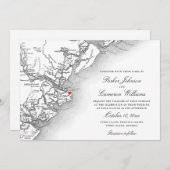 Elegant Tybee Island GA Kaart Zwart Wit Bruiloft (Voorkant / Achterkant)