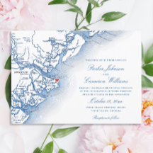 Elegant Tybee Island Georgia Kaart Navy Blue Bruil