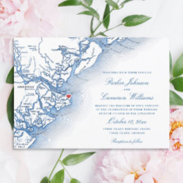 Elegant Tybee Island Georgia Kaart Navy Blue Bruil