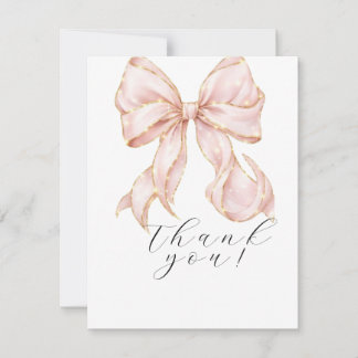 Elegant, tying the knot bridal shower pink bow bedankkaart