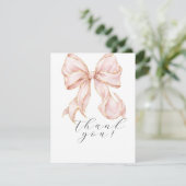 Elegant, tying the knot bridal shower pink bow bedankkaart (Staand voorkant)