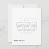 Elegant, tying the knot bridal shower pink bow bedankkaart (Achterkant)