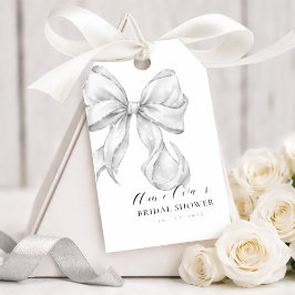 Elegant, tying the knot bridal shower white bow. cadeaulabel