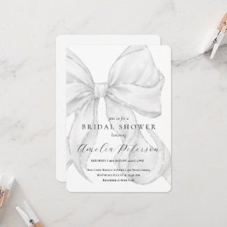 Elegant, tying the knot bridal shower white bow. kaart