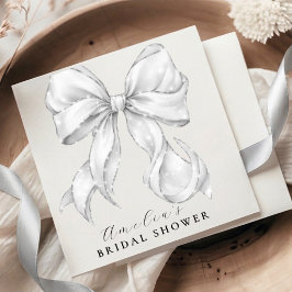 Elegant, tying the knot bridal shower white bow. servet