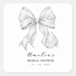Elegant, tying the knot bridal shower white bow. vierkante sticker
