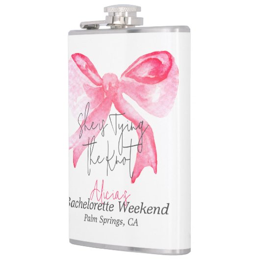 Elegant Tying the Knot Pink Bow Bachelorette Party Heupfles (Links)