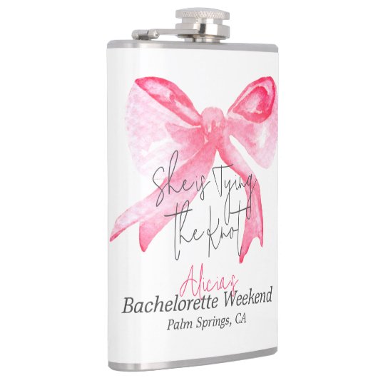 Elegant Tying the Knot Pink Bow Bachelorette Party Heupfles (Rechts)