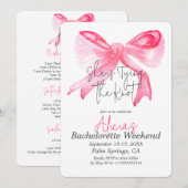 Elegant Tying the Knot Pink Bow Bachelorette Party Kaart (Voorkant / Achterkant)
