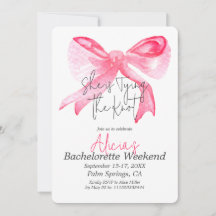 Elegant Tying the Knot Pink Bow Bachelorette Party