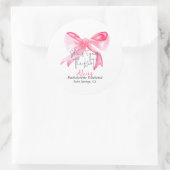Elegant Tying the Knot Pink Bow Bachelorette Party Ronde Sticker (Tas)