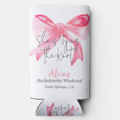 Elegant Tying the Knot Pink Bow Bachelorette Party Seltzer Blikjeskoeler (Achterkant)