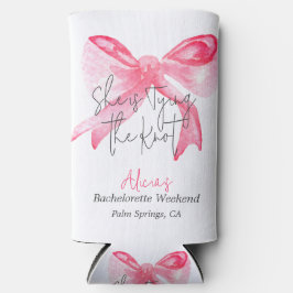 Elegant Tying the Knot Pink Bow Bachelorette Party Seltzer Blikjeskoeler
