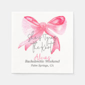 Elegant Tying the Knot Pink Bow Bachelorette Party Servet (Voorkant)