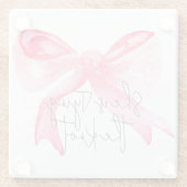 Elegant Tying the Knot Pink Bow-Vrijgezellenfeest Glazen Onderzetter (Achterkant)