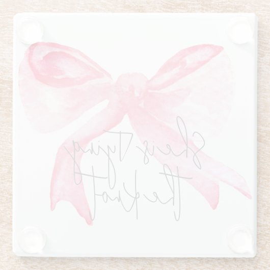 Elegant Tying the Knot Pink Bow-Vrijgezellenfeest Glazen Onderzetter (Achterkant)