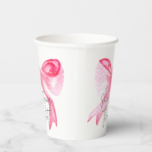 Elegant Tying the Knot Pink Bow-Vrijgezellenfeest Papieren Bekers (Rechts)