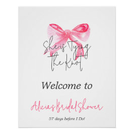 Elegant Tying the Knot Pink Bow-Vrijgezellenfeest Perfect Poster