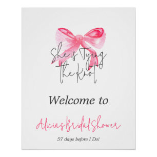 Elegant Tying the Knot Pink Bow-Vrijgezellenfeest Perfect Poster