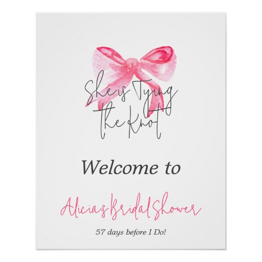 Elegant Tying the Knot Pink Bow-Vrijgezellenfeest Perfect Poster (Voorkant)