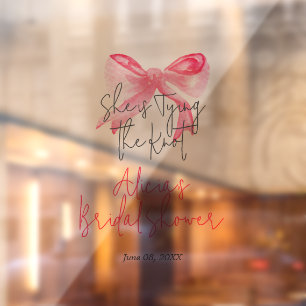 Elegant Tying the Knot Pink Bow-Vrijgezellenfeest Raamsticker