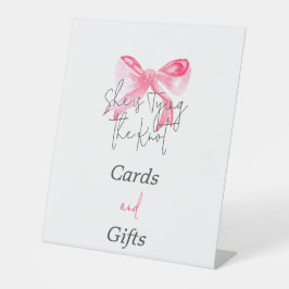 Elegant Tying the Knot Pink Bow-Vrijgezellenfeest Reclamebord Met Voetstuk