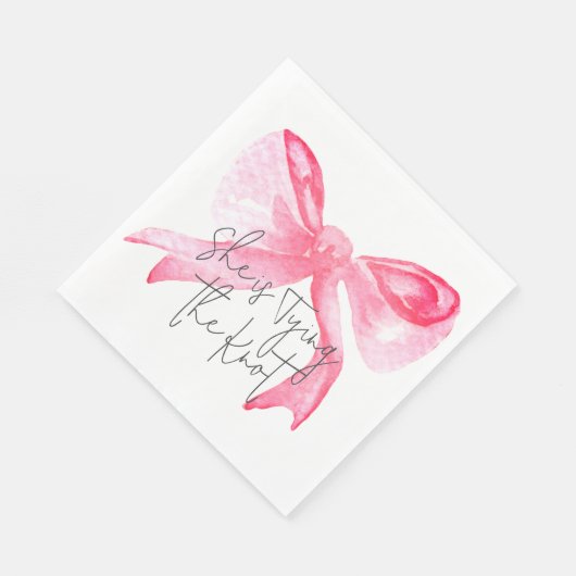 Elegant Tying the Knot Pink Bow-Vrijgezellenfeest Servet (Hoek)