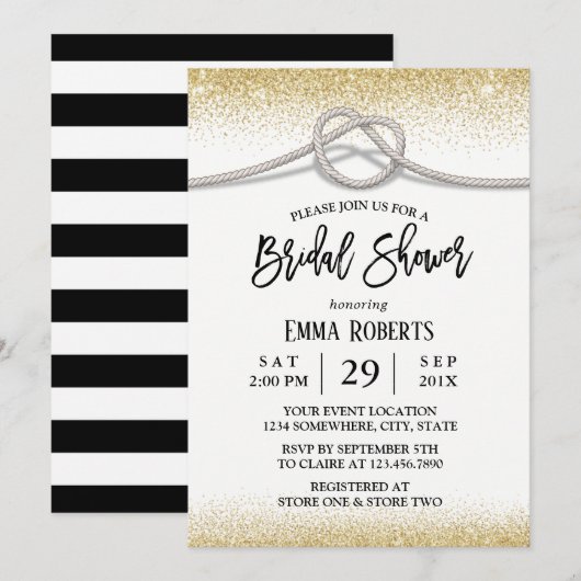 Elegant Tying the Knot Rustic Vrijgezellenfeest Kaart (Voorkant / Achterkant)