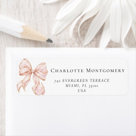 Elegant, tying the Pink Bow bridal shower Etiket (Insitu)