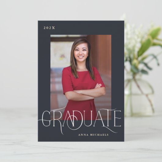 Elegant Type 2 Foto Afstuderen Kaart (Staand voorkant)