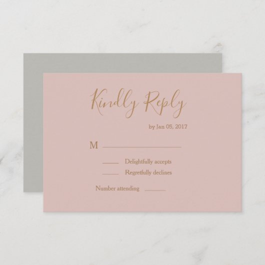 Elegant type blozend gouden waterverf bruiloft RSV Kaart (Voorkant / Achterkant)