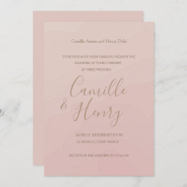 Elegant type blush koraal brons waterverf bruiloft kaart