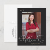 Elegant Type Foto Afstuderen Aankondigingskaart (Voorkant / Achterkant)