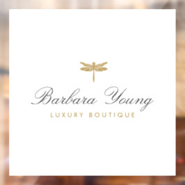 Elegant Type Gouden Libelle Logo op Wit Raamsticker