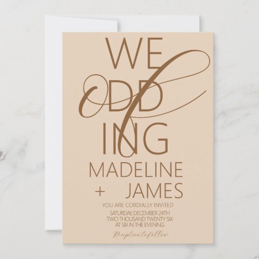 ELEGANT Type Koffee Latte Wedding Kaart (Voorkant)