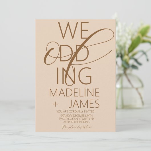 ELEGANT Type Koffee Latte Wedding Kaart (Staand voorkant)