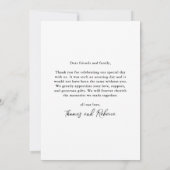 Elegant type minimale foto bruiloft bedankkaart (Achterkant)