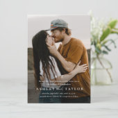 Elegant Type Monogram Foto Weddenschap Kaart (Staand voorkant)