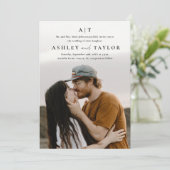 Elegant Type Monogram Foto Weddenschap Kaart (Staand voorkant)