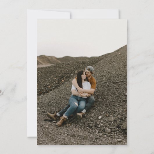 Elegant Type Monogram Foto Weddenschap Kaart (Achterkant)