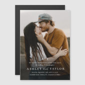 Elegant Type Monogram Foto Weddenschap Magnetische Uitnodiging (Voorkant / Achterkant)