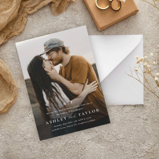 Elegant Type Monogram Foto Weddenschap Magnetische Uitnodiging