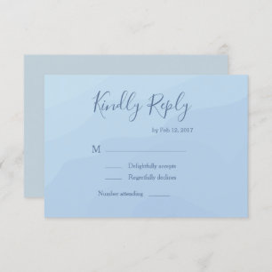 Elegant type pastel blauw waterverf bruiloft rsvp kaart