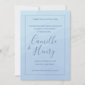 Elegant type pastel blauwe grijze waterverf bruilo kaart (Voorkant)