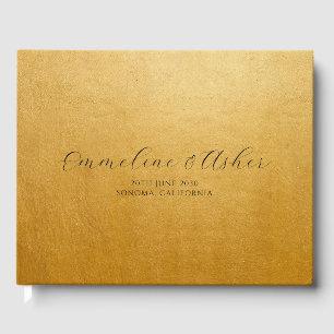 Elegant Type Script Serif Aangepaste Gouden Bruilo Gastenboek