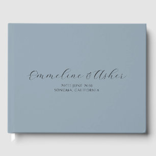 Elegant Type Script Serif Custom Blauw Grijs Bruil Gastenboek