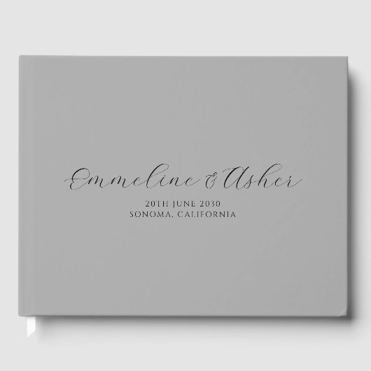 Elegant Type Script Serif Custom Grijs Bruiloft Gastenboek (Voorkant)