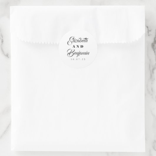 Elegant Typeface Wedding Classic Roun Ronde Sticker (Tas)